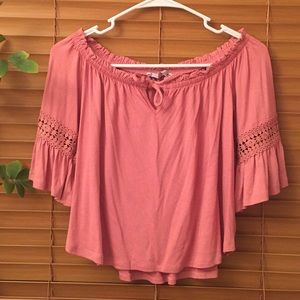 Creamy Pink Off Shoulder Crop Top
